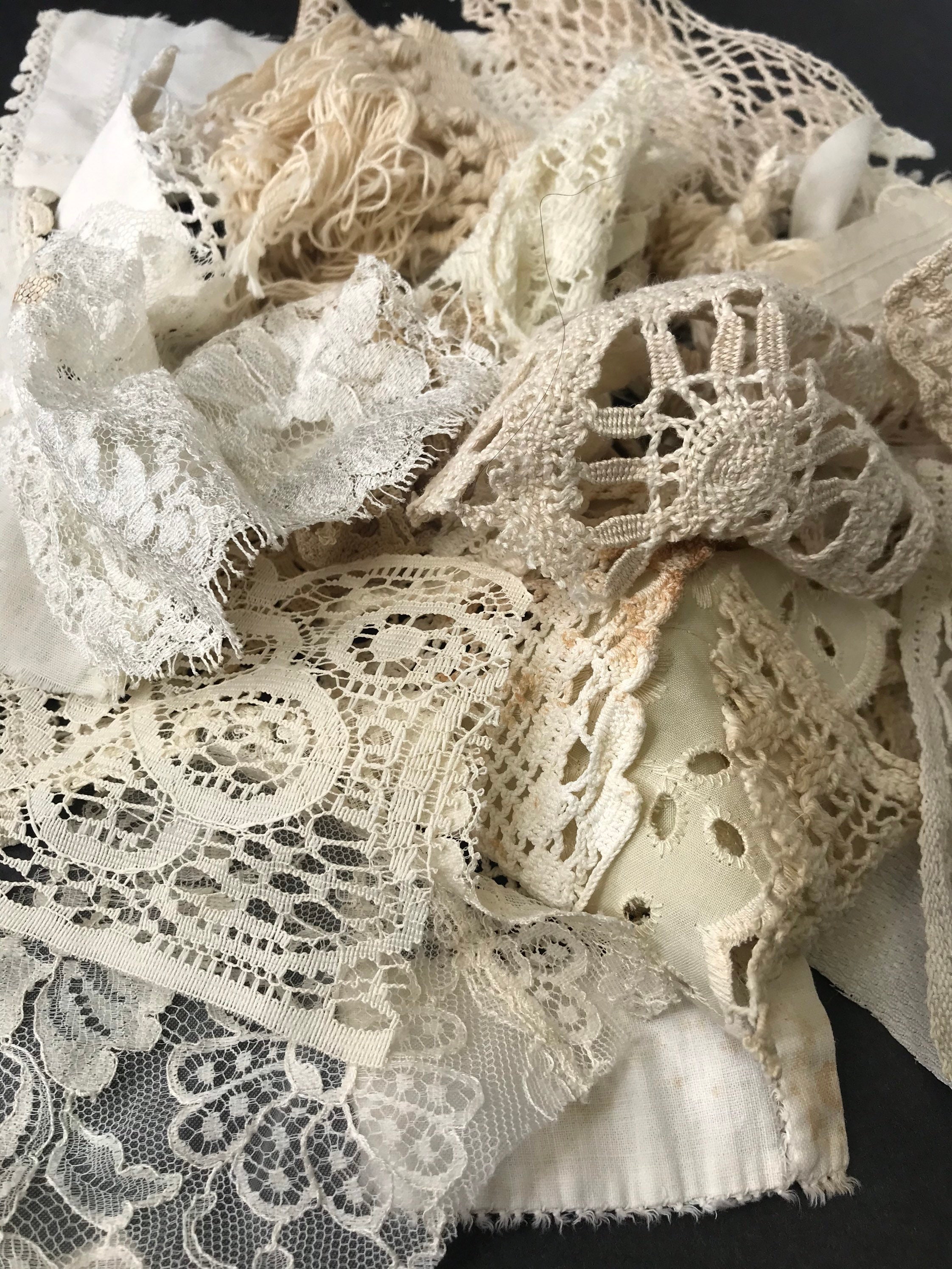 Vintage Lace Pieces Mixed Media Grab Bag Texture Fabric Lot | Etsy