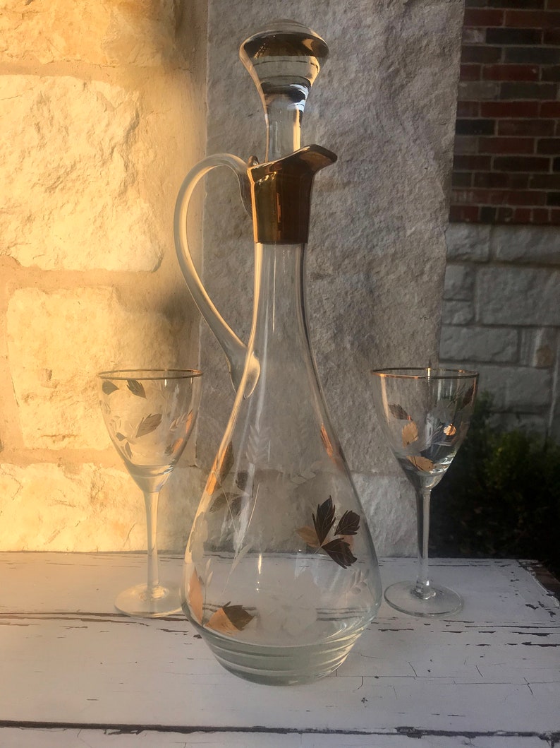 vintage bohemia crystal decanter set