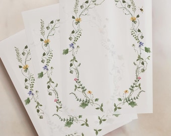 Elegant Botanical Crest Vellum Gate – Wildflower Spring Wedding Wrap - Pack of 10 vellum wraps - Vellum Design No. 223