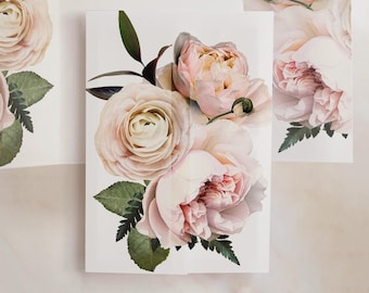 Moody Blush Floral Vellum Gate – Realistic Wedding Wrap - Pack of 10 vellum wraps - Vellum Design No. 204