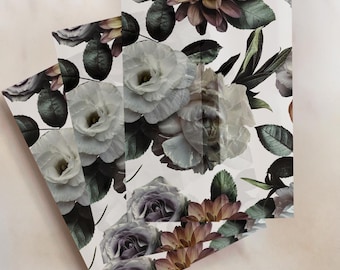 Moody Floral Vellum Wrap – Elegant Wedding Invitation Pack of 10 vellum wraps - Vellum Design No. 225