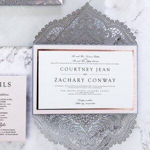 Winter Wedding Invitations Laser Cut Wedding Invites Silver Etsy