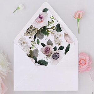 Moody Floral Envelope Liners with Anemone Design – Perfect for Wedding Invitations - Liner Design No. 124