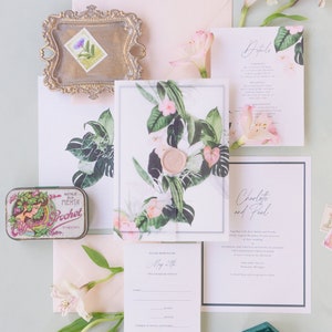 Tropical Wedding Invitation Suite vellum, Destination Wedding Invitation {Honolulu design sample pack}