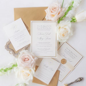 Elegant simple Wedding Invitation suite, gold invitations wedding suite Richmond design sample pack image 7