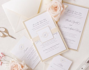 Elegant gold Wedding Invitation, luxury invitation suite {Windsor design sample pack}