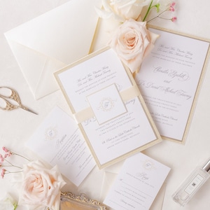 Elegant gold Wedding Invitation, luxury invitation suite {Windsor design sample pack}