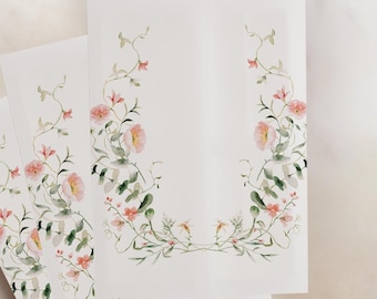 Pink Floral Wreath Vellum Gate – Watercolor Wedding Wrap - Pack of 10 vellum wraps - Vellum Design No. 216