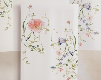 Loose Floral Watercolor Vellum Gate – Wedding Invitation Wrap - Pack of 10 vellum wraps - Vellum Design No. 213