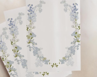 Blue Hydrangea Wreath Vellum Gate – Elegant Wedding Wrap - Pack of 10 vellum wraps - Vellum Design No. 229