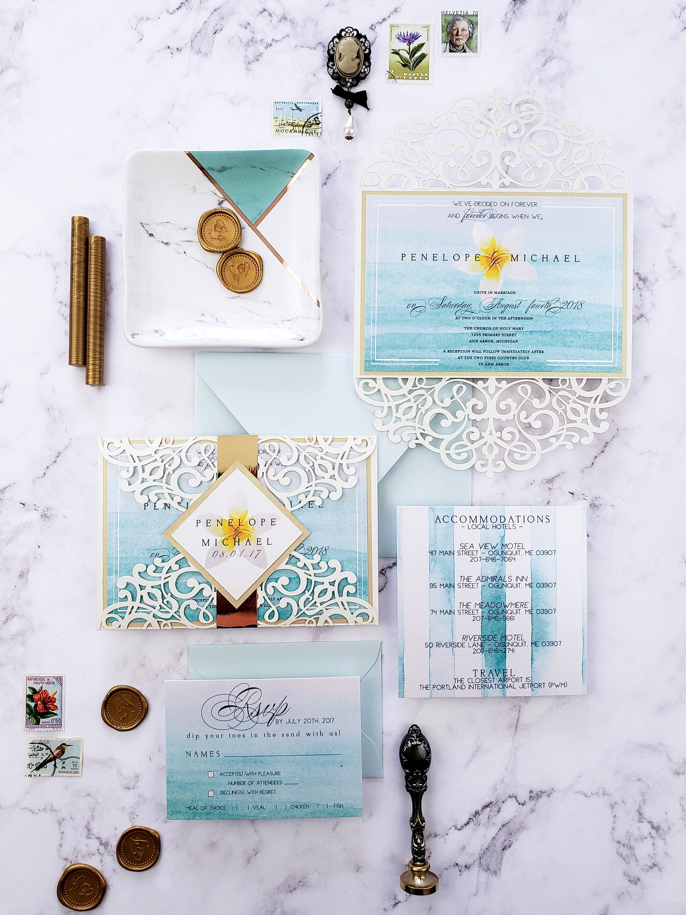 Beach Wedding Invitation Destination Wedding Invitations