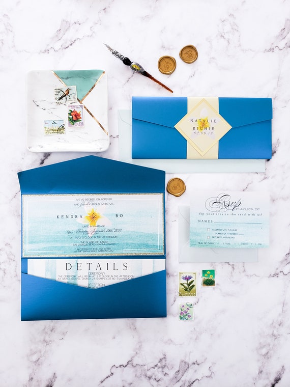 Destination Wedding Invitations Plumeria Wedding Invitations Etsy