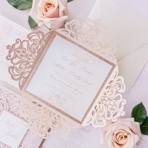 laser cut wedding invitation suite