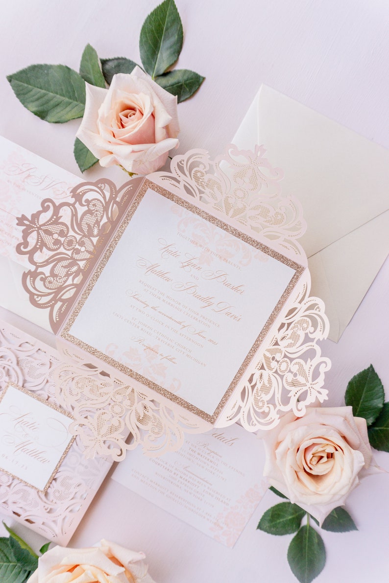 laser cut wedding invitation suite