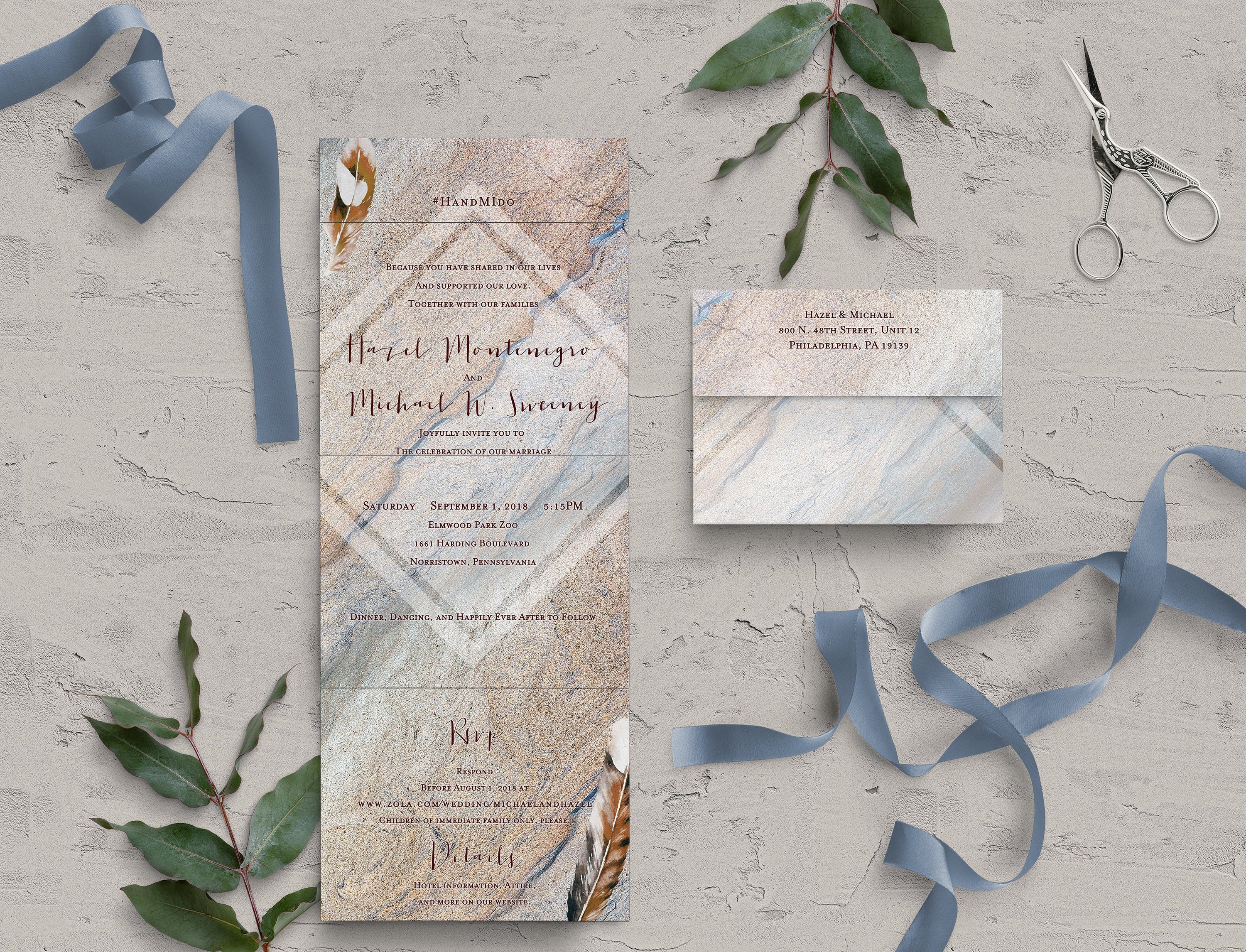 Bohemian Seal And Send Wedding Invitation Card Affordable Cheap