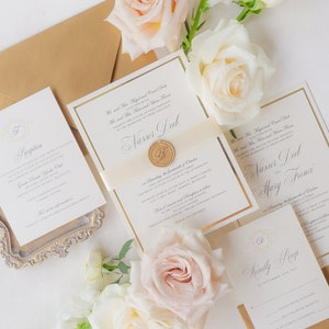 gold invitations wedding suite