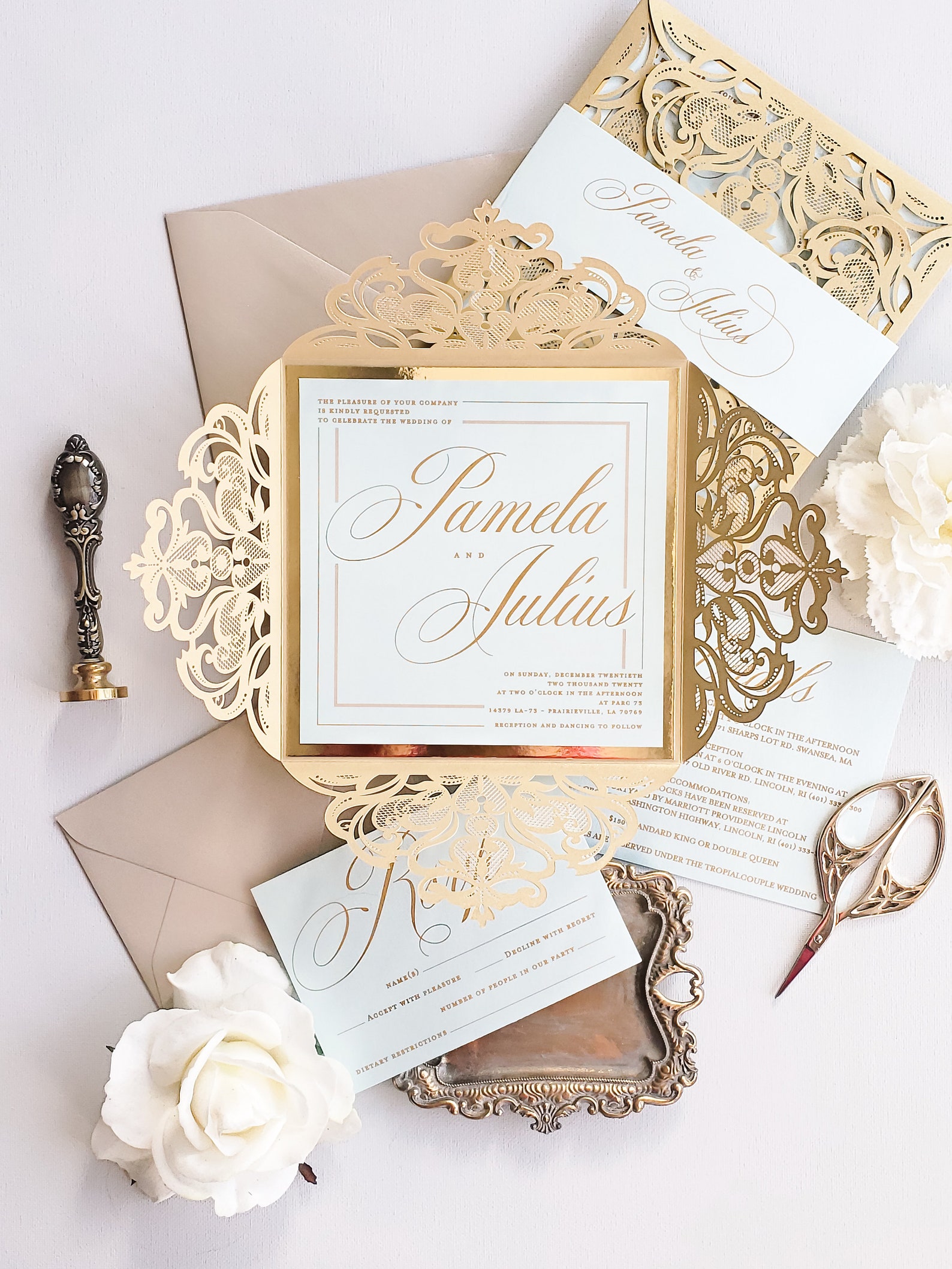 Gold Wedding Invitation Sample Elegant Mint and Gold Wedding Etsy