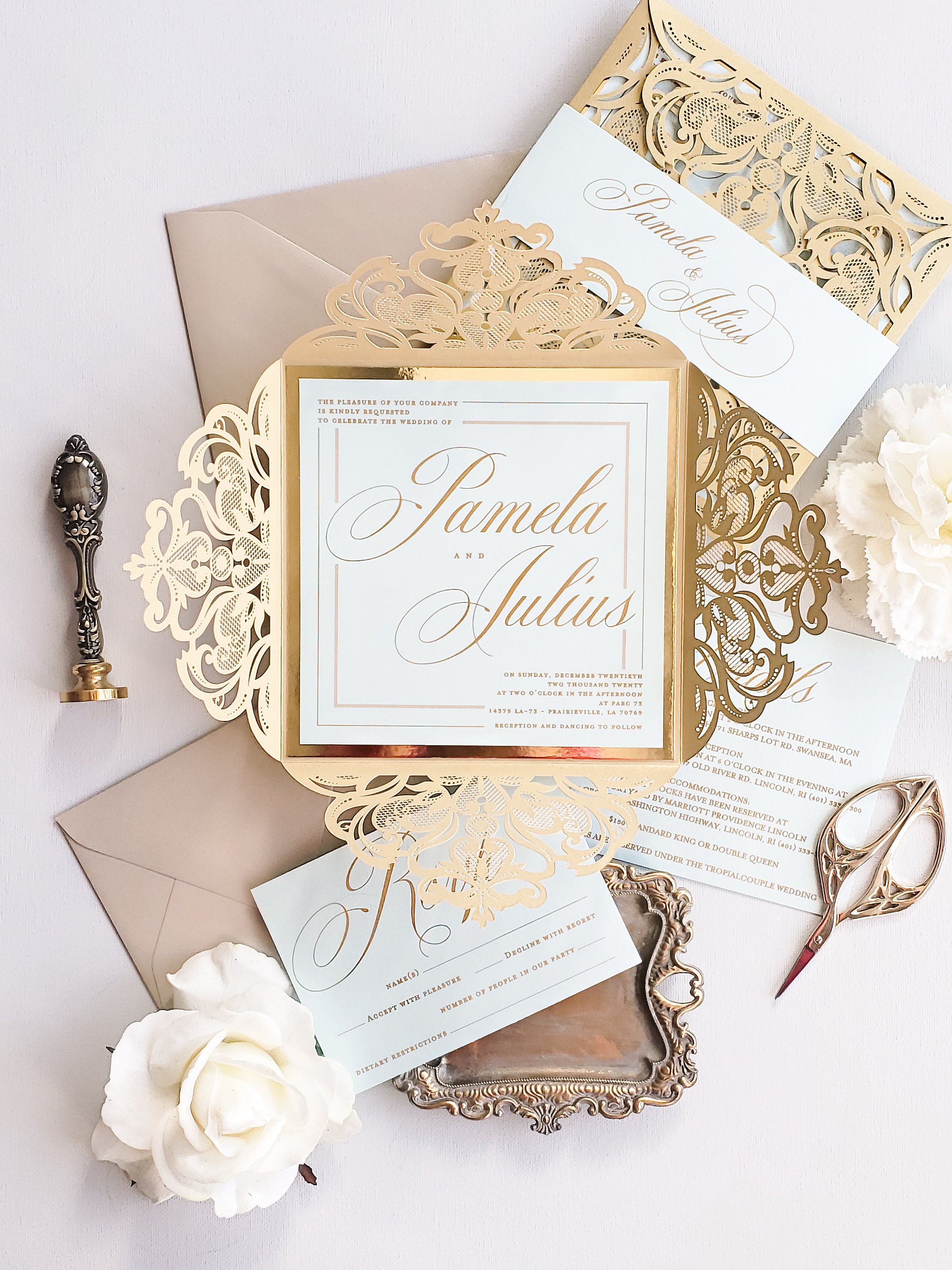 Gold wedding invitation sample Elegant mint and gold wedding | Etsy