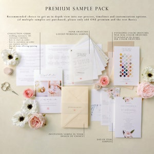 Elegant Invitation wedding invitation, blush laser cut wedding invitation suite Begonia design sample pack Premium sample pack