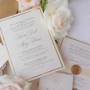 Elegant simple Wedding Invitation suite, gold invitations wedding suite Richmond design sample pack image 6