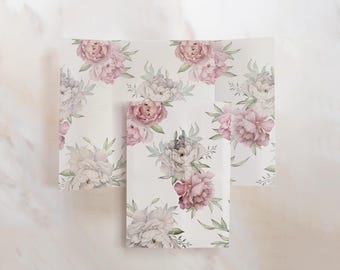 Vintage Pink & White Watercolor Floral Vellum Gate – Wedding Wrap - Pack of 10 vellum wraps - Vellum Design No. 219