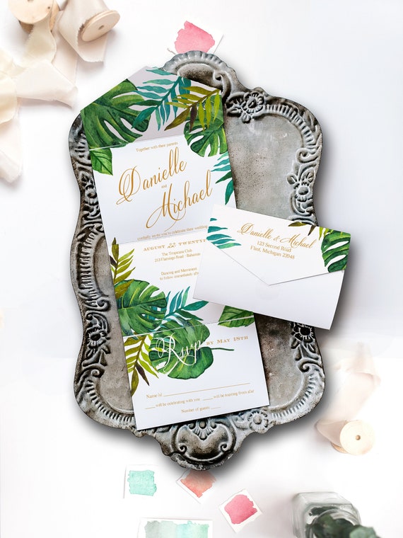 Seal And Send Wedding Invitations Tropical Wedding Invites Etsy