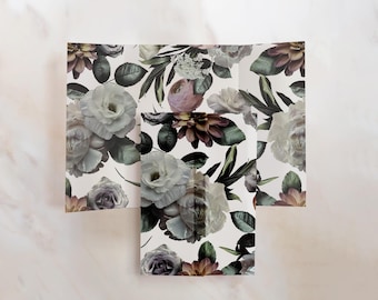 Dark Moody Floral Vellum Gate – Fall Wedding Wrap - Pack of 10 vellum wraps - Vellum Design No. 203