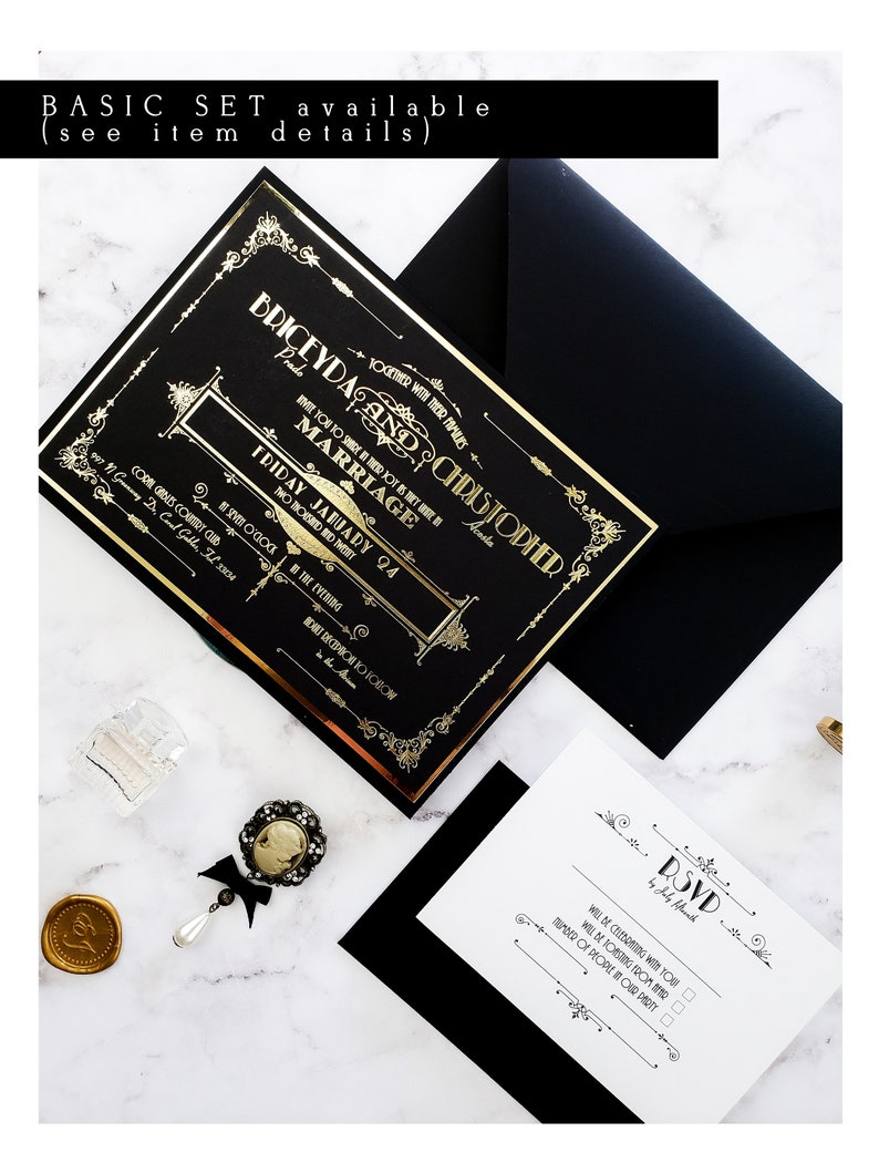 Gatsby wedding invitation sample Art deco laser cut