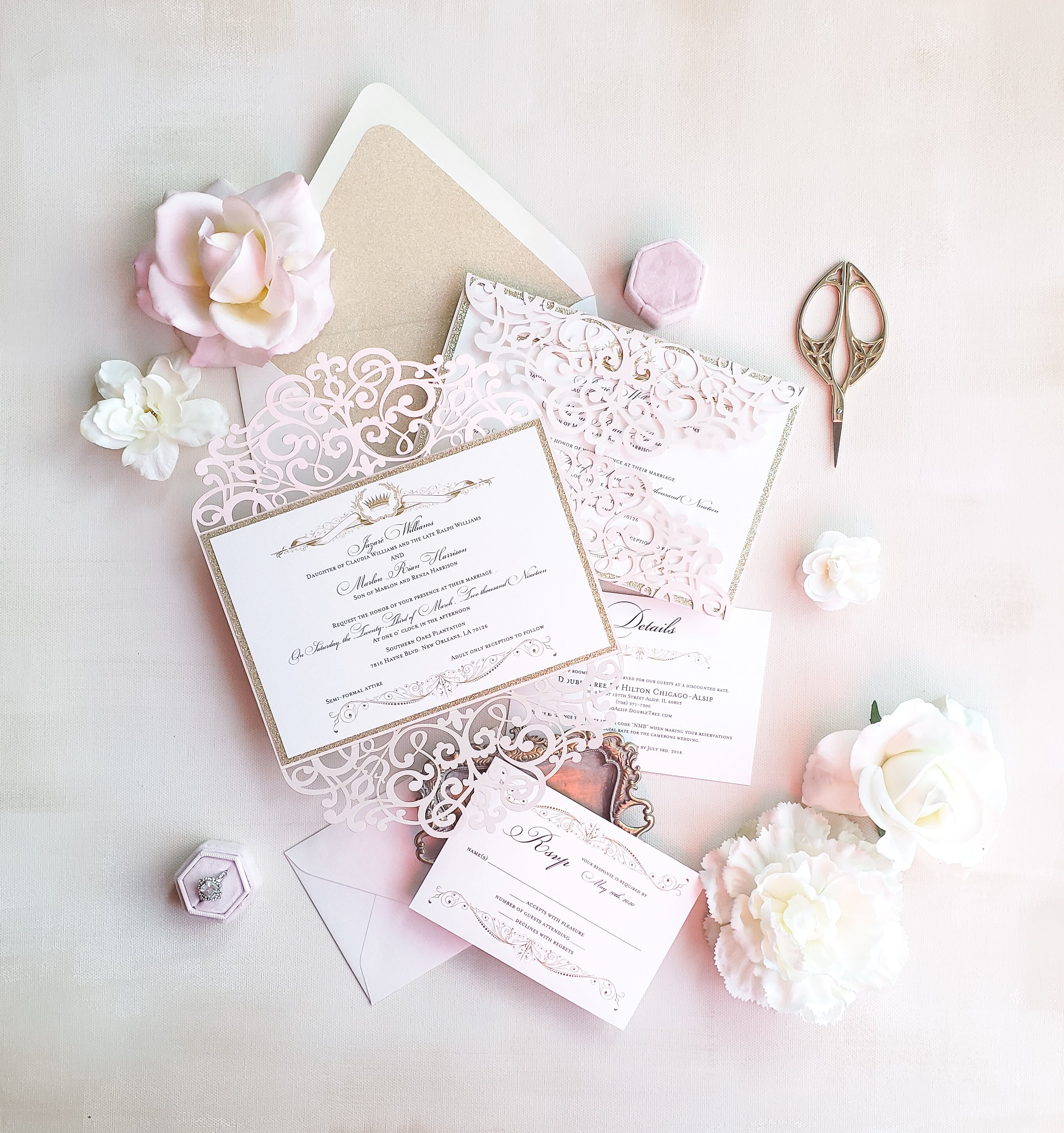 Royal Wedding Invitation Suite Laser Cut Blush Invitations Etsy Singapore