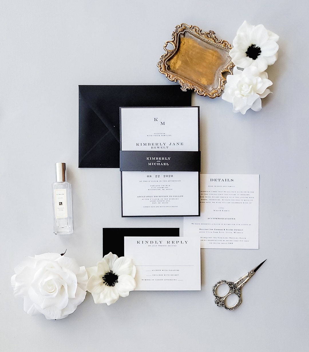 Simple Wedding Invitations, Minimalist Black and White Wedding