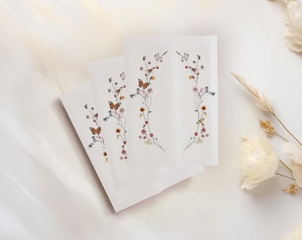 Wildflower Wreath Vellum Gate – Hidden Butterfly Wedding Wrap - Pack of 10 vellum wraps - Vellum Design No. 205
