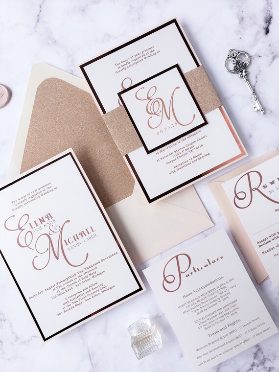 Rose Gold Wedding Invitation Elegant Blush Wedding - Etsy
