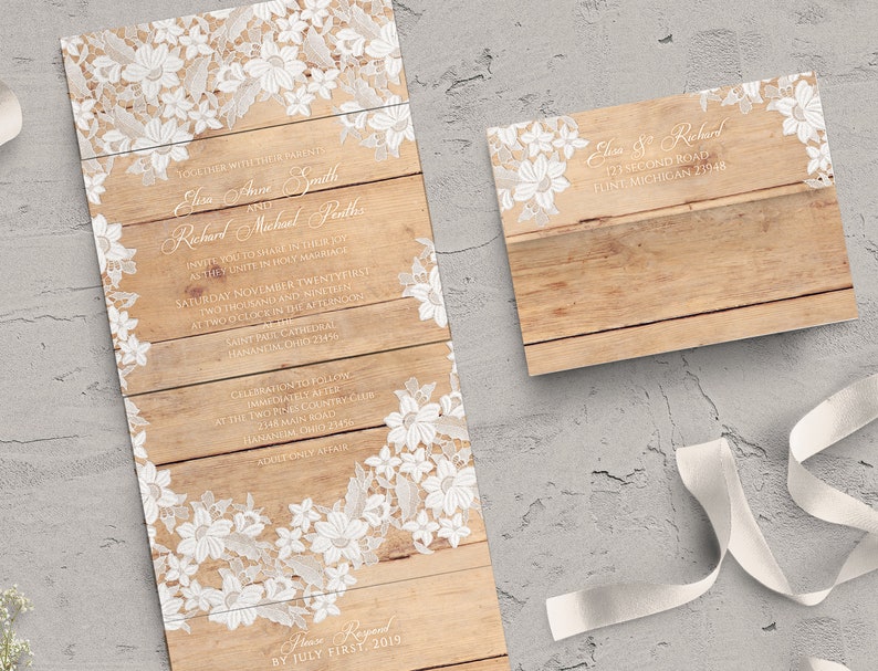 Rustic Seal And Send Wedding Invitation Card Affordable Etsy