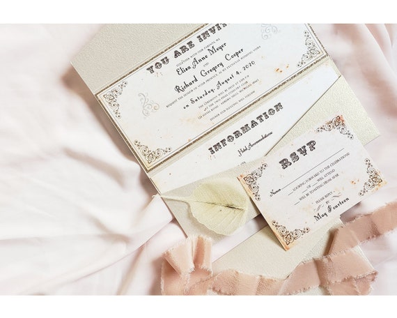 ticket wedding invitation vintage