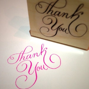 Hand Calligraphy THANK YOU Rubber Stamp, Wedding Stamp, Gift Stamp
