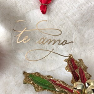 TE AMO Hand-Lettered Acrylic Ornaments, portuguese, Christmas Ornaments, Keepsake gift, l love you