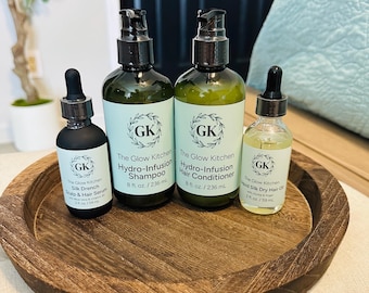 Hydro-Infusion Hair Care Set | Sulfate-Free Paraben Free | Shampoo, Conditioner, Serum, Dry Oil (The Glow Kitchen)