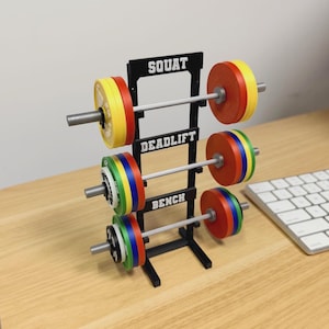 Mini Skivstångs-PR-Ställ: 3D-printad Powerlifting Personbästa-tracker, Present till Styrketränare, Gymdekoration
