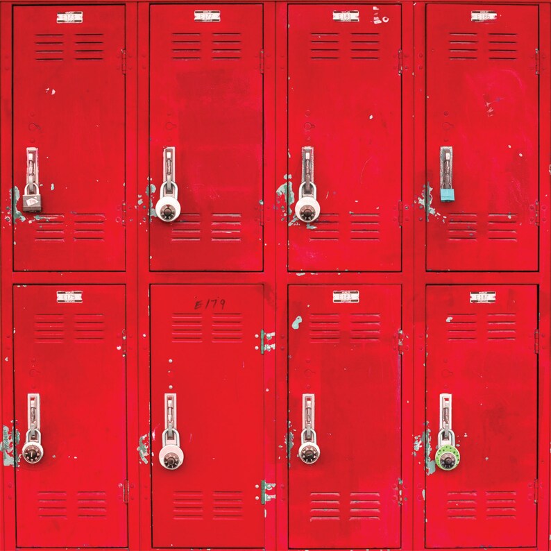 Red Lockers Vinyl Photography Backdrop Photo Prop | Etsy