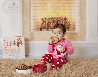 Holiday Fireplace - Vinyl Photography Backdrop Floordrop Prop