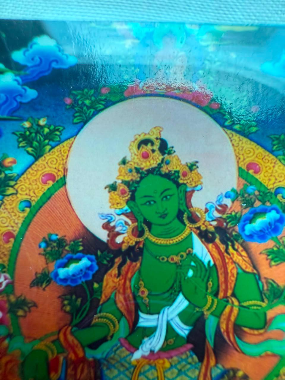 Blessed Green Tara Mini Shrine – Tibetan Buddhist Travel Altar, Vajrayana Sacred Image, Meditation Shrine, 5x6cm — image 3