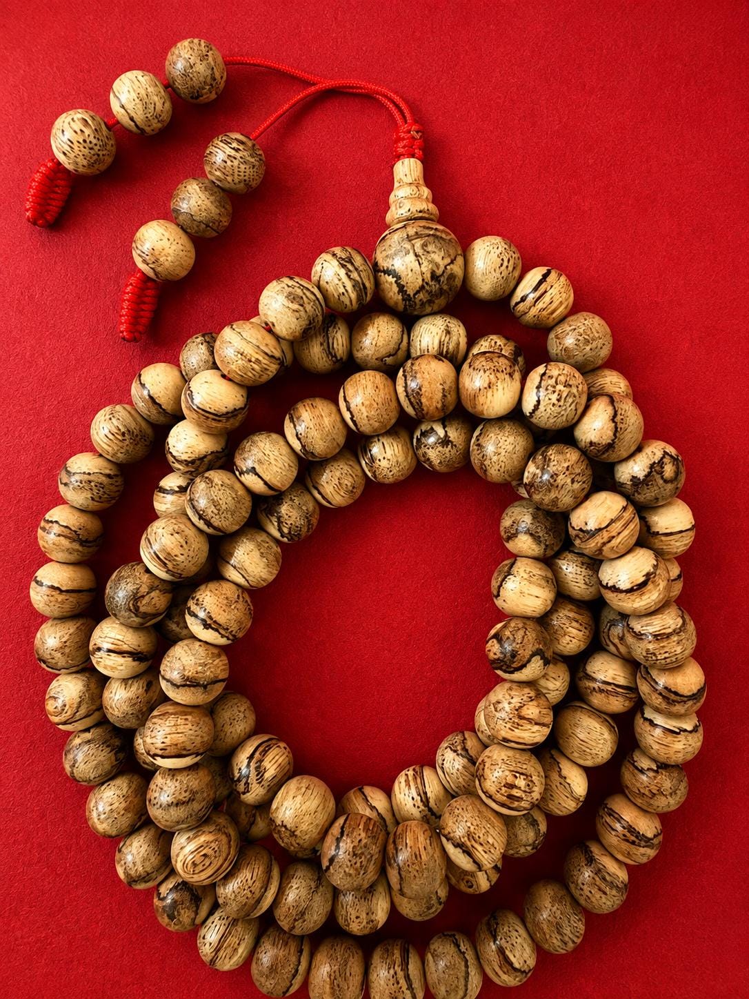 Natural Aged Agarwood Mala 108 Beads, 8mm Handmade Buddhist Prayer Meditation Beads