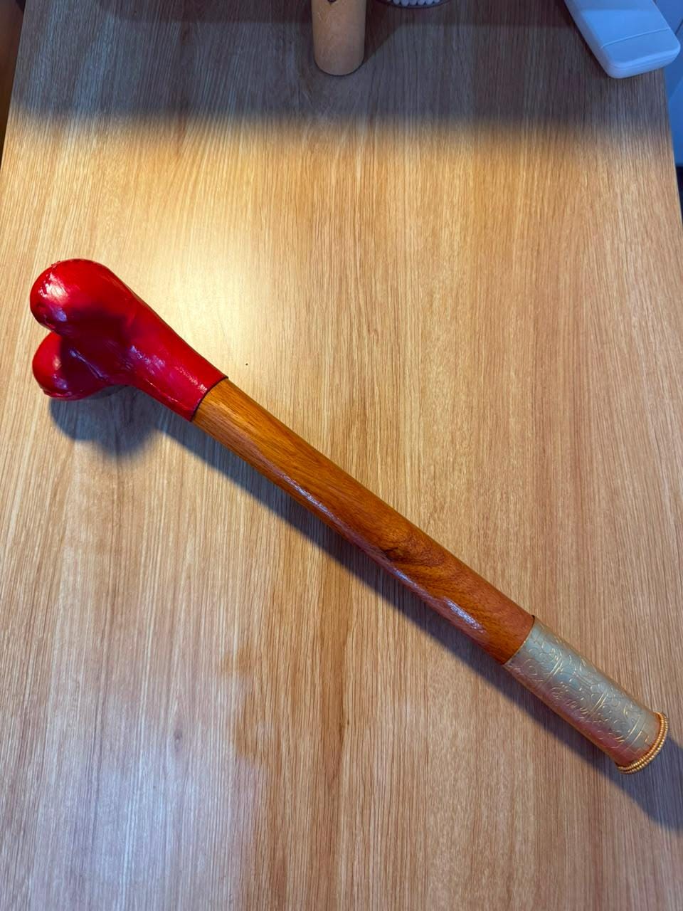 Handmade Wooden Kangling Ritual Horn – Nepal Vajrayana Chöd Practice, Natural Wood Copper Bell — image 6