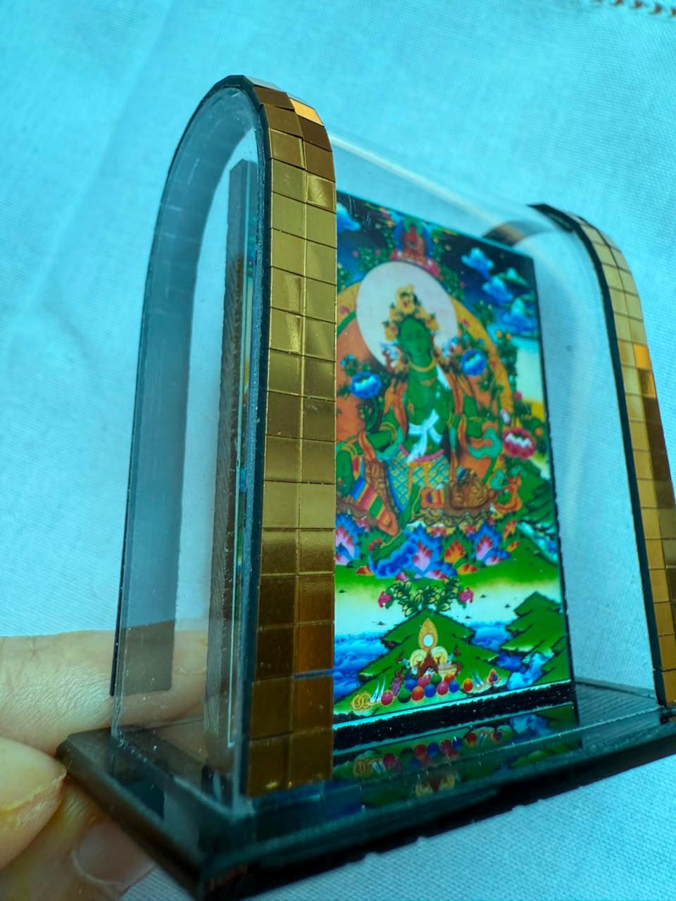 Blessed Green Tara Mini Shrine – Tibetan Buddhist Travel Altar, Vajrayana Sacred Image, Meditation Shrine, 5x6cm — image 4