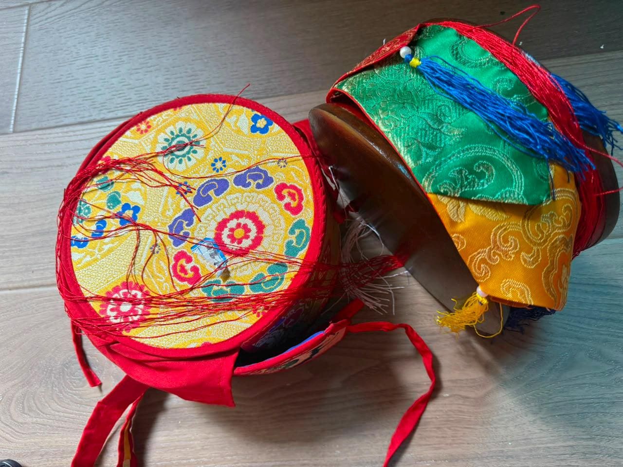 Bhtan Chöd Damaru Drum – Handmade Vajrayana Ritual Drum, Genuine Leather, — image 5