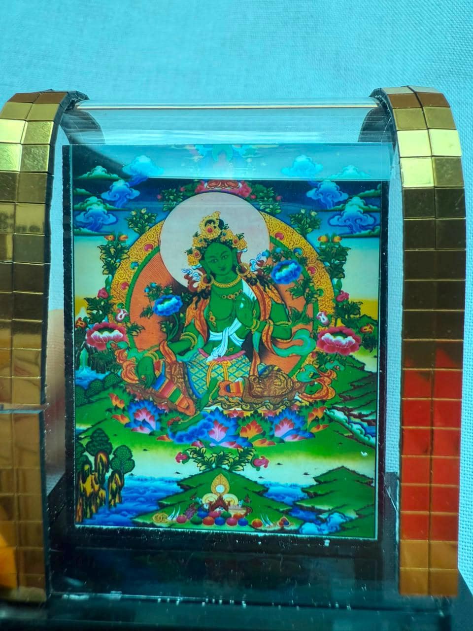 Blessed Green Tara Mini Shrine – Tibetan Buddhist Travel Altar, Vajrayana Sacred Image, Meditation Shrine, 5x6cm — image 5