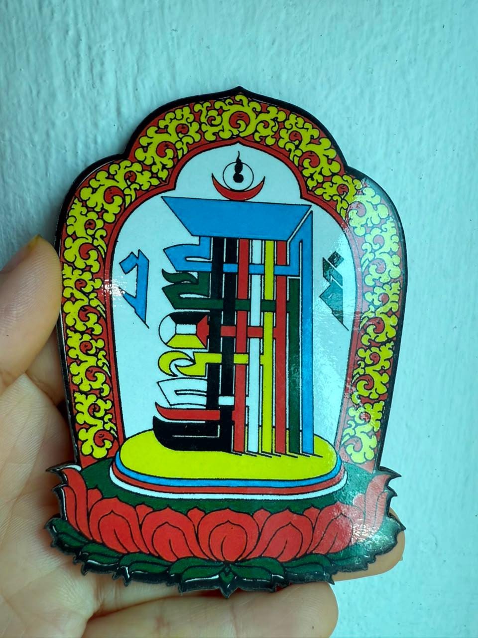 Blessed Kalachakra Sacred Symbol Magnet – Tibetan Buddhist Vajrayana Dharma Magnet, 10x7cm — image 2