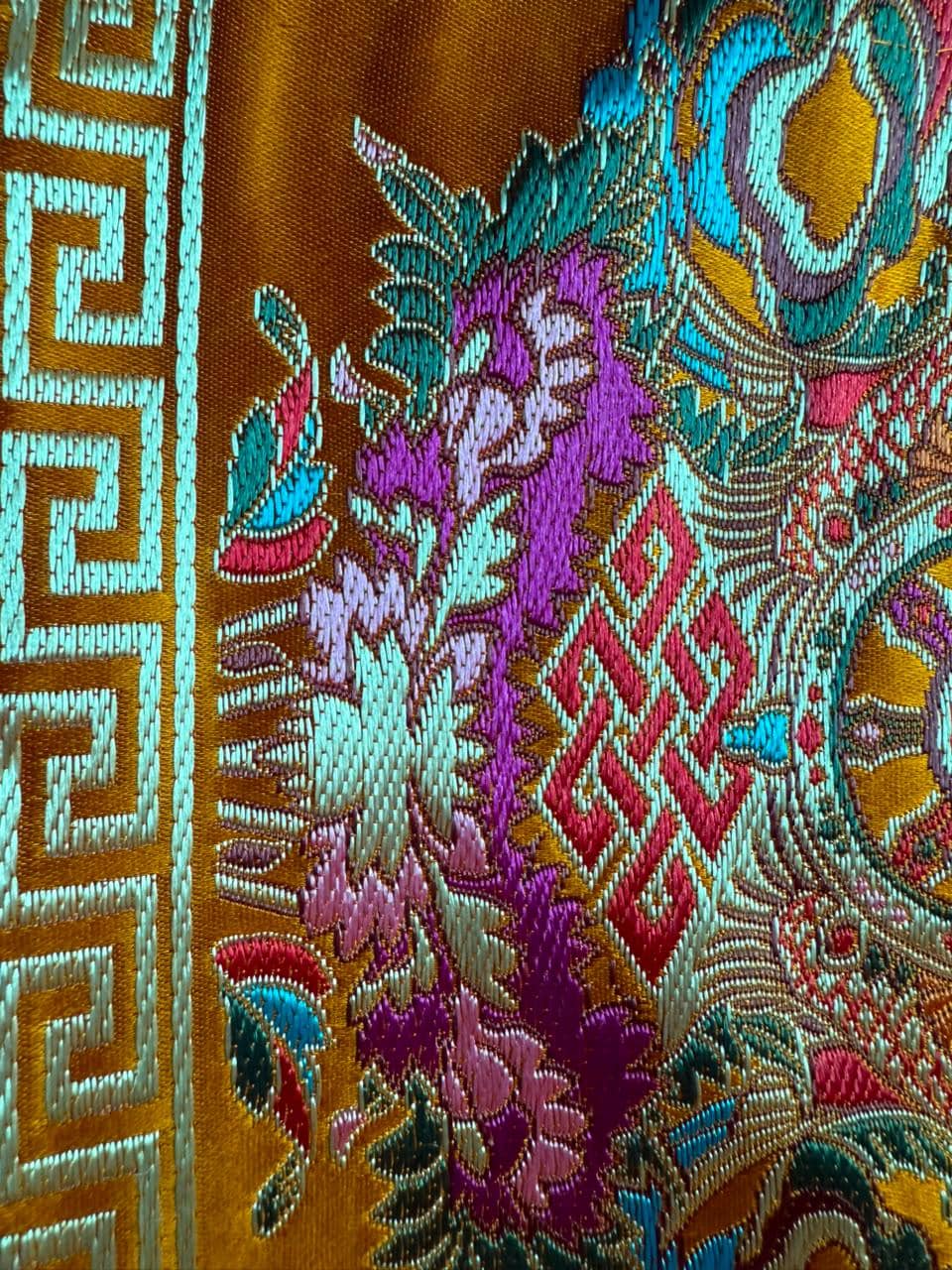 Vajra Bell Mat – Tibetan Buddhist Brocade Ritual Implement Mat, Eight Auspicious Symbols Altar Cloth, 21cm — image 2