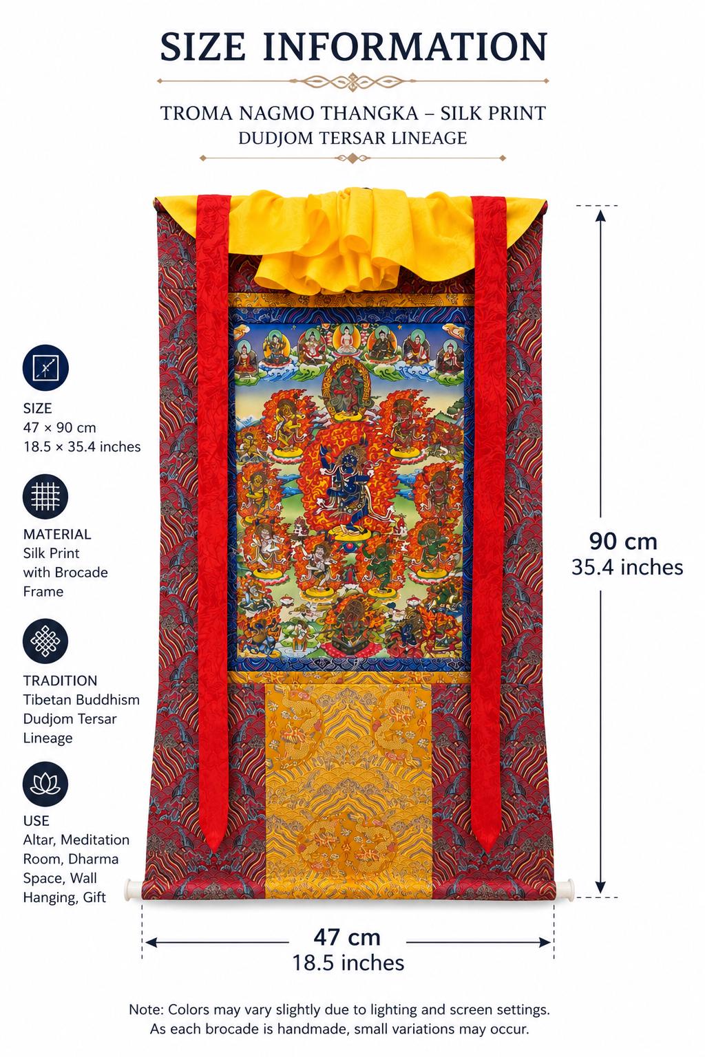 Troma Nagmo Silk Print Thangka – Dudjom Tersar Lineage, Vajrayana Chöd Wall Hanging — image 4