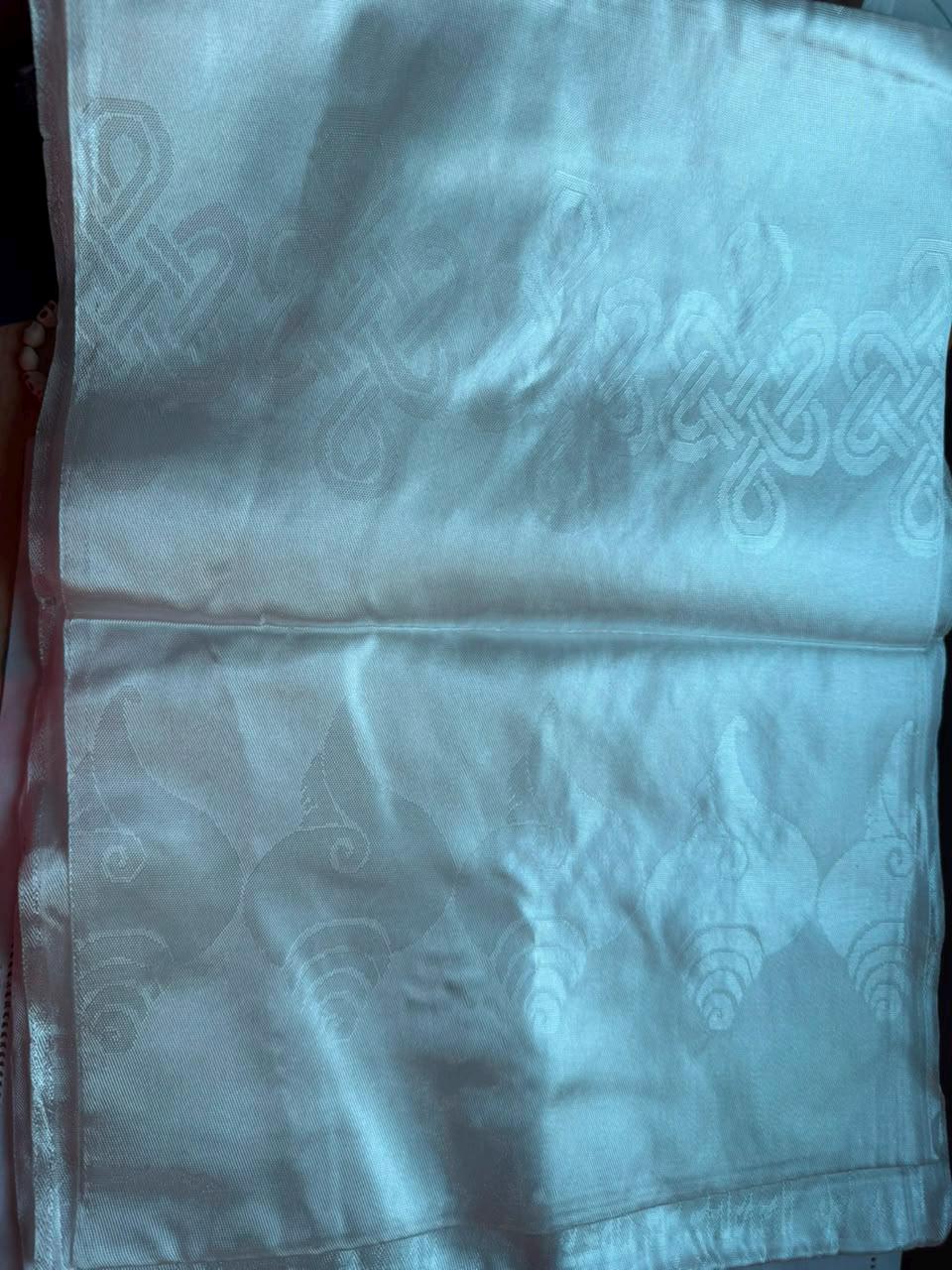 Tibetan White Khata Scarf Set of 4 – Buddhist Ceremonial Offering Kata, Prayer & Blessing Scarf, 30x320cm — image 7